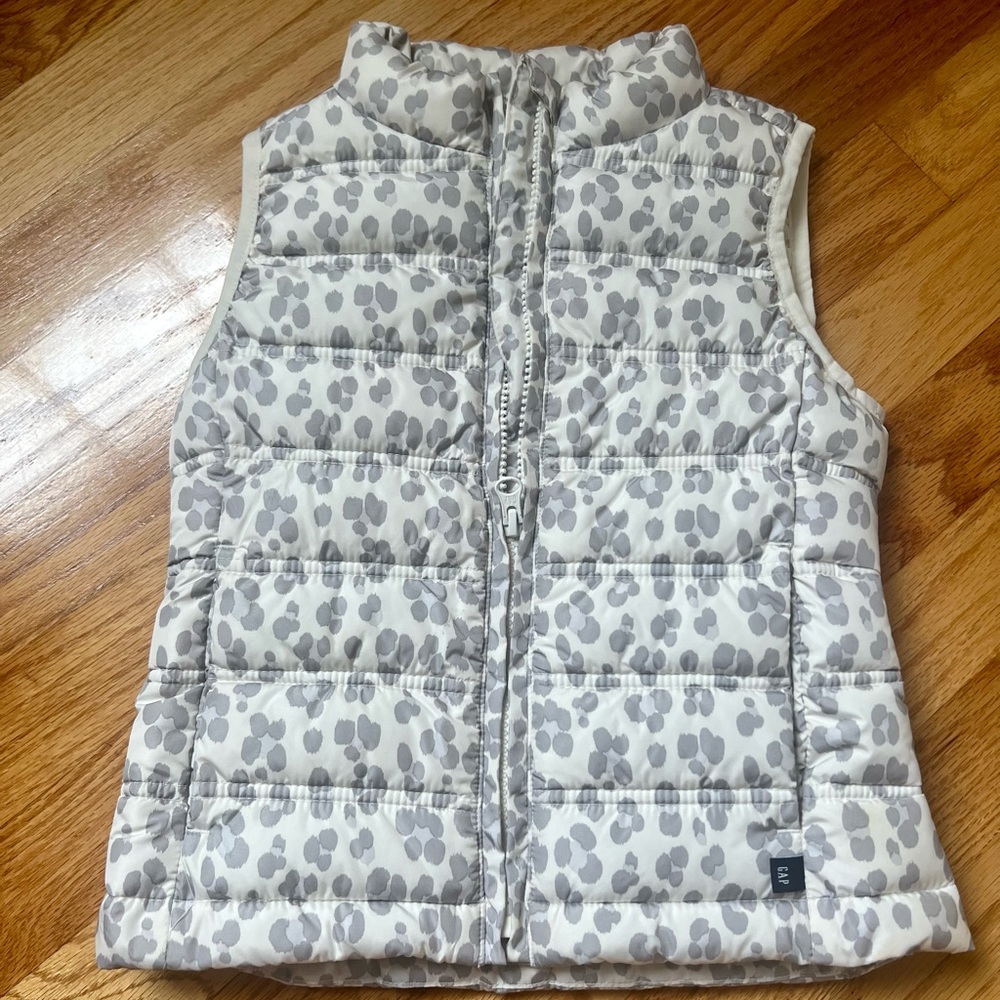Gap Kids White Leopard Puffer Vest